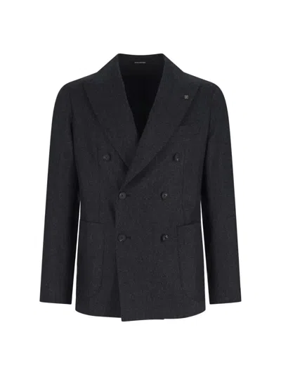 Tagliatore Tailored Double-breasted Jacket Notch Lapel In Gray