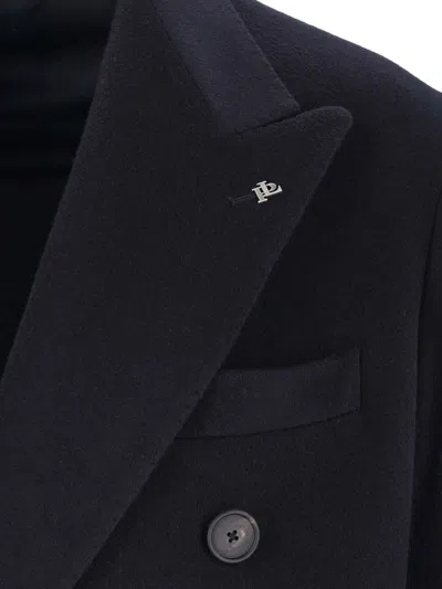 Tagliatore Black Double-breasted Coat With Four Pockets