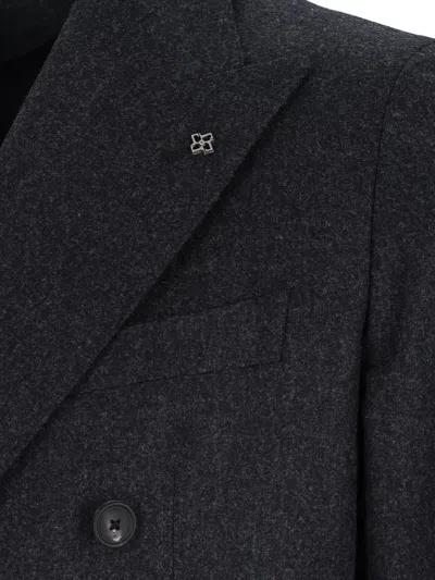 Tagliatore Tailored Double-breasted Jacket Notch Lapel In Gray