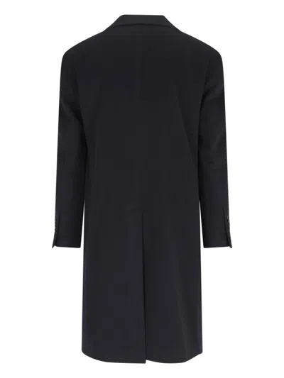 Tagliatore Black Double-breasted Coat With Four Pockets In Black