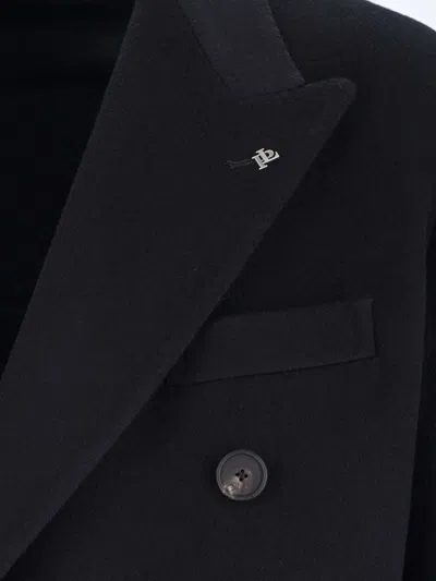 Tagliatore Black Double-breasted Coat With Four Pockets In Black