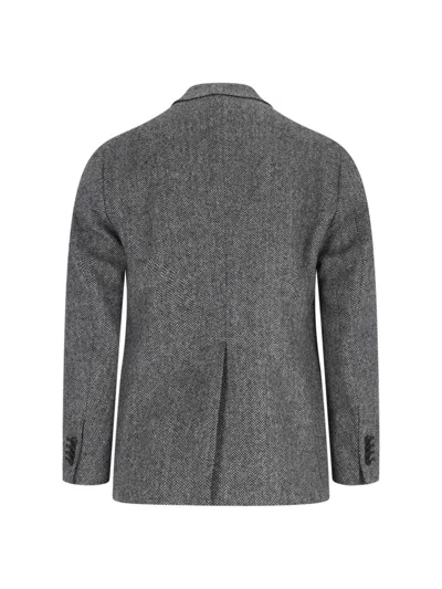 Tagliatore Tailored Double-breasted Herringbone Blazer In Gray