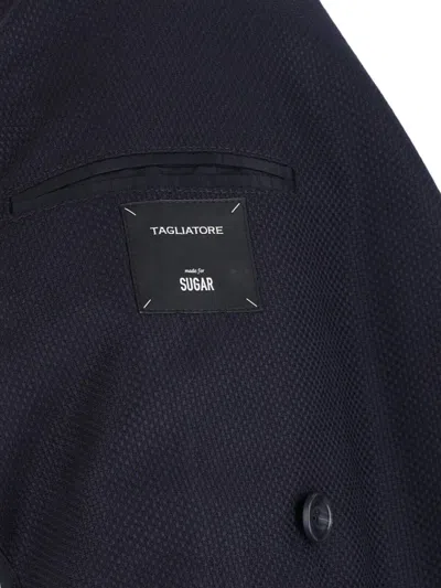 Tagliatore Double-breasted Tailored Jacket Flap Pockets In Black