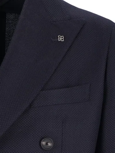 Tagliatore Double-breasted Tailored Jacket Flap Pockets In Black