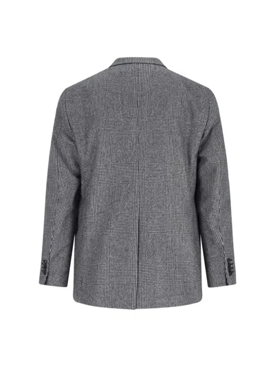 Tagliatore Double-breasted Houndstooth Suit With Signature Silver Details In Gray
