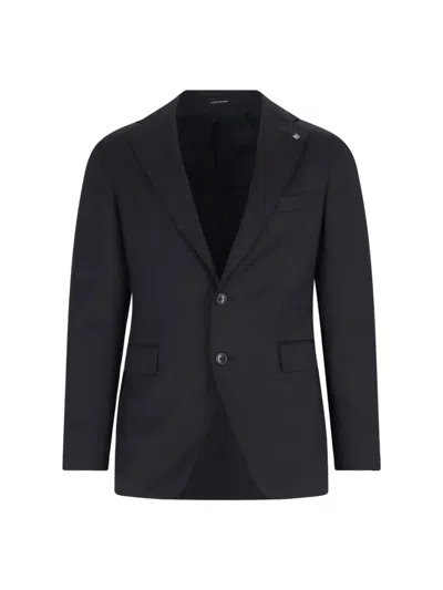 Tagliatore Double-breasted Tailored Suit With Classic Navy Blazer In Black