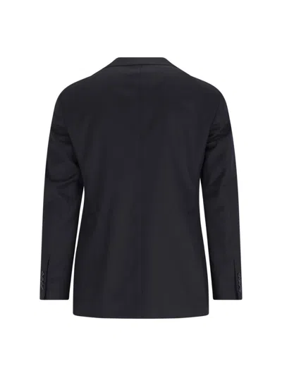 Tagliatore Double-breasted Tailored Suit With Classic Navy Blazer In Black