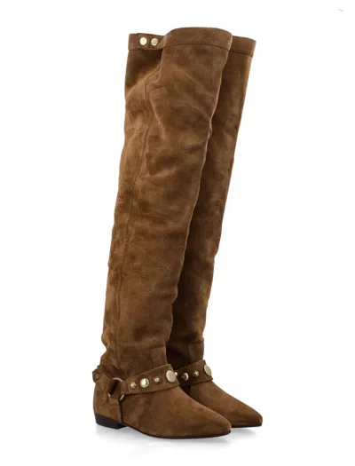 Isabel Marant High Suede Over-the-knee Pointed Toe Boot In Brown