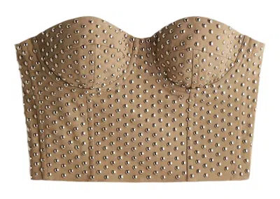 Pre-owned Rokh Women's  H&m Woolblend Studded Corset Top In Dark Beige