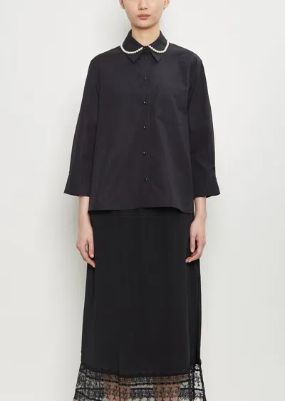 Simone Rocha Cotton Embellished Cropped Shirt In Black