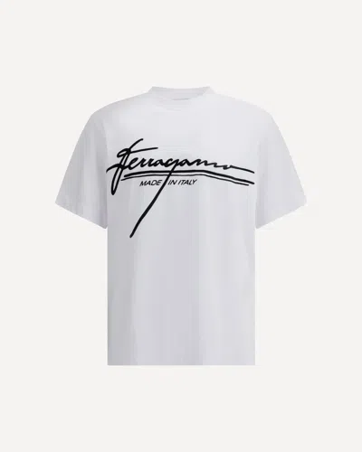 Ferragamo Signature Velvet Logo T-shirt In White