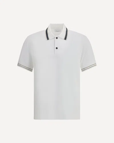 Ferragamo Striped Collar Cotton Polo Shirt
