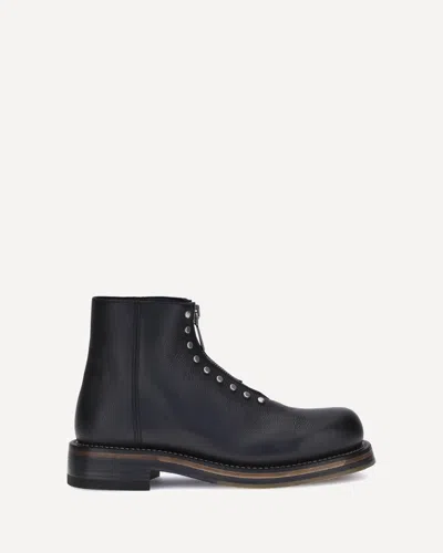 Alexander Mcqueen Chunky Sole Round Toe Studded Ankle Boots In Black