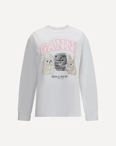 Ganni Oversized Printed Organic And Recycled Cotton-jersey Sweatshirt In Neutral