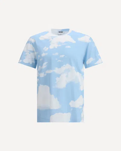 Moschino T-shirt With Cloud Print In Blue