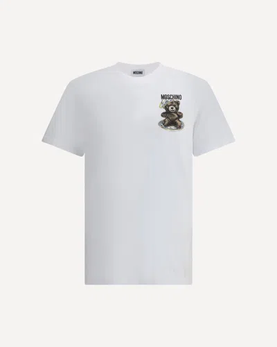 Moschino Teddy Logo Print Crewneck T-shirt In White