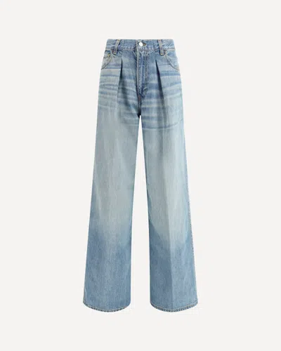 Haikure Wide-leg Denim Trousers Front Pleats