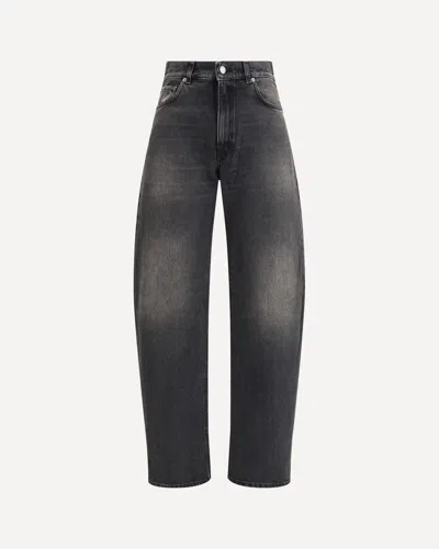 Haikure Wide-leg Denim Trousers With Medium Waist In Black