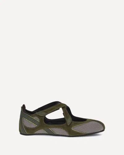 Attico Ballerina Flat Floor 01 Army Green In Gray