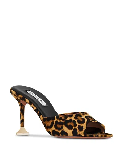 Aquazzura Women's Bisous 85 Calf Hair Sandals In Animal Print