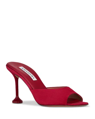 Aquazzura Bisous 85 Suede Mules In Red