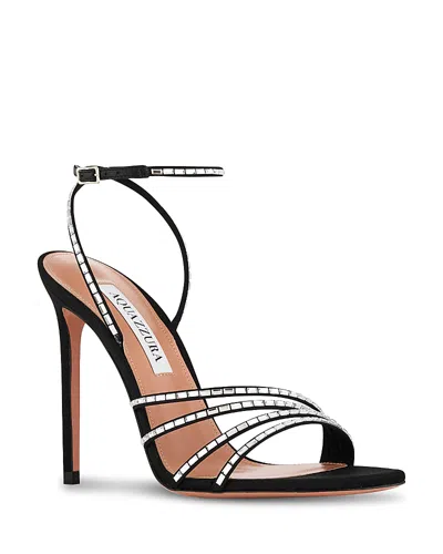 Aquazzura Embellished Fabric Mistica Sandals In Black