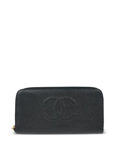 Pre-owned Chanel 2003 Caviar Leather Zip Wallet