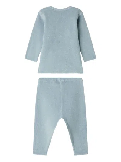 Bonpoint Long-sleeve Organic Cotton Trousers Set In Blue