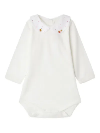 Bonpoint Embroidered-collar Bodysuit In White