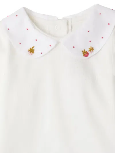 Bonpoint Embroidered-collar Bodysuit In White