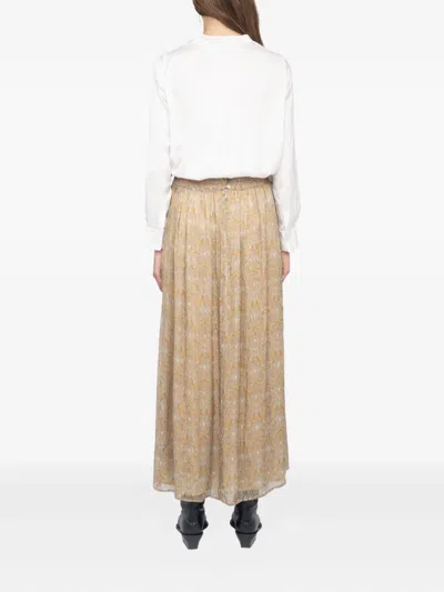 Zadig & Voltaire Womens Cloud Jady Metallic-stripe Chiffon Maxi Skirt In Brown