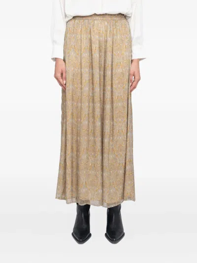 Zadig & Voltaire Womens Cloud Jady Metallic-stripe Chiffon Maxi Skirt In Brown