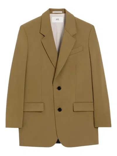 Ami Alexandre Mattiussi Green Wool Loose Double Breasted Jacket Green In Green