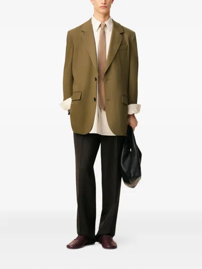 Ami Alexandre Mattiussi Green Wool Loose Double Breasted Jacket Green In Green
