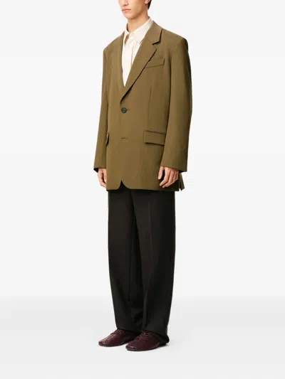 Ami Alexandre Mattiussi Green Wool Loose Double Breasted Jacket Green In Green