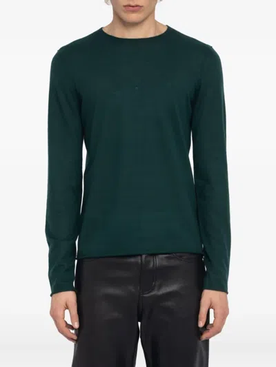Zadig & Voltaire Teiss Raw-edge Crew-neck Sweater In Green