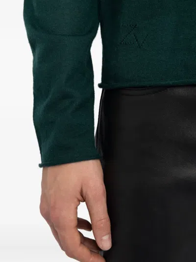 Zadig & Voltaire Teiss Raw-edge Crew-neck Sweater In Green