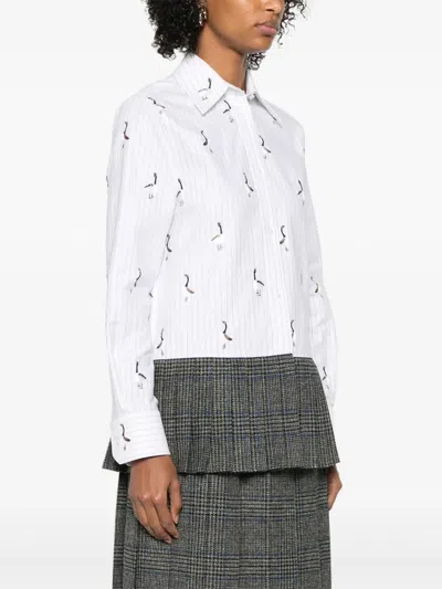 Thom Browne Pleated-hem Striped Shirt In Gray