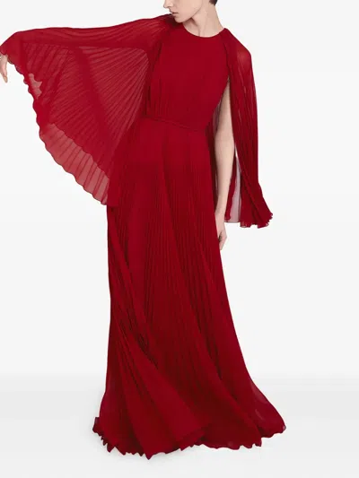 Giambattista Valli Pleated Cape-detail Dress In Purple