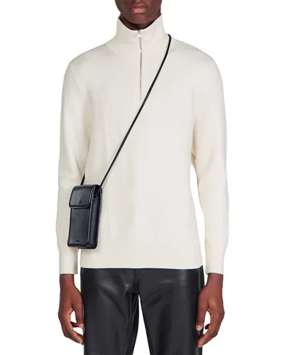 Sandro Wool Half-zip Sweater In White
