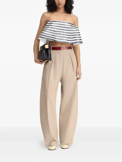 Jacquemus The Spezia Sequin-striped Strapless Top In Blue