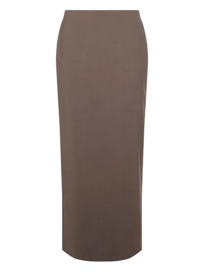 Brunello Cucinelli High Waist Knee Length And Midi Skirt With Back Slit