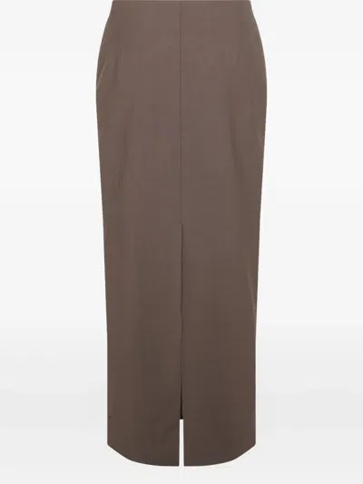 Brunello Cucinelli High Waist Knee Length And Midi Skirt With Back Slit