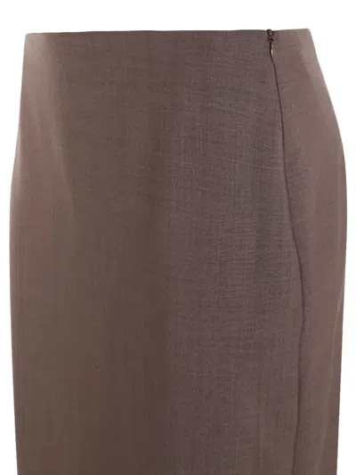 Brunello Cucinelli High Waist Knee Length And Midi Skirt With Back Slit