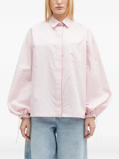 Fiorucci Striped Balloon-sleeve Shirt In Pink