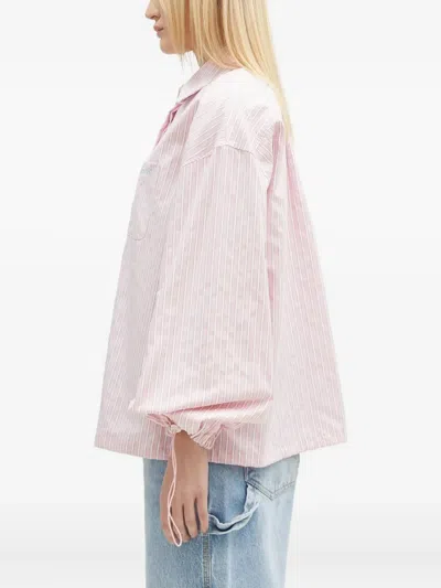 Fiorucci Striped Balloon-sleeve Shirt In Pink