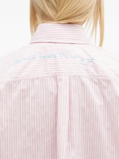 Fiorucci Striped Balloon-sleeve Shirt In Pink