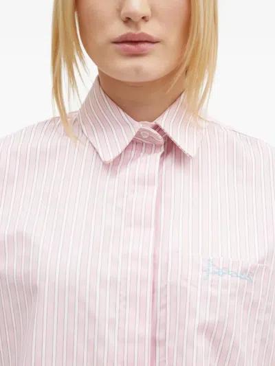Fiorucci Striped Balloon-sleeve Shirt In Pink