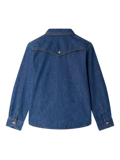 Bonpoint Jared Button-placket Denim Shirt In Blue