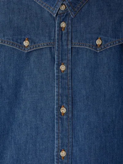 Bonpoint Jared Button-placket Denim Shirt In Blue